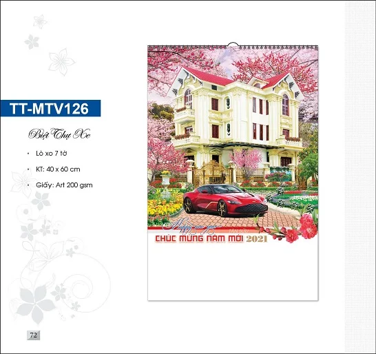 Lịch treo tường 7 tờ “Biệt thự xe”