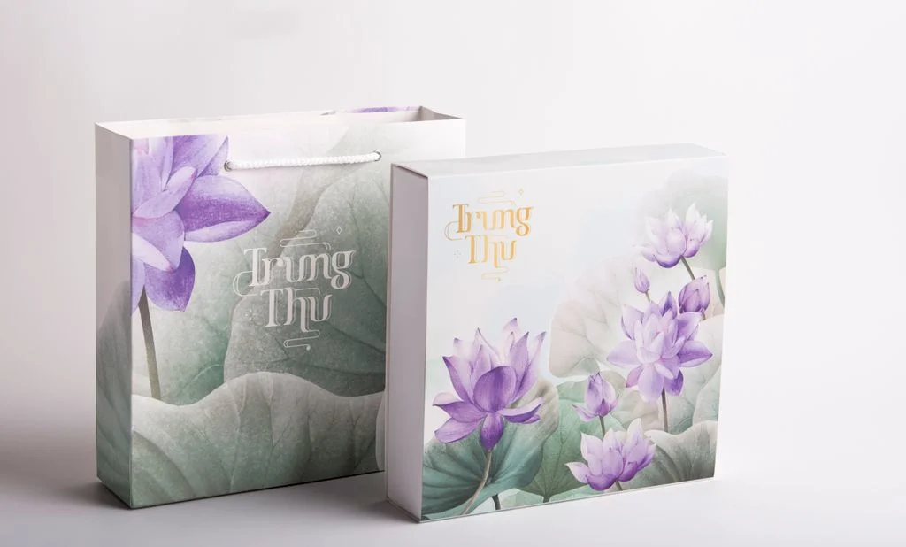 In hộp bánh trung thu giấy Ivory hộp bao diêm 4 bánh
