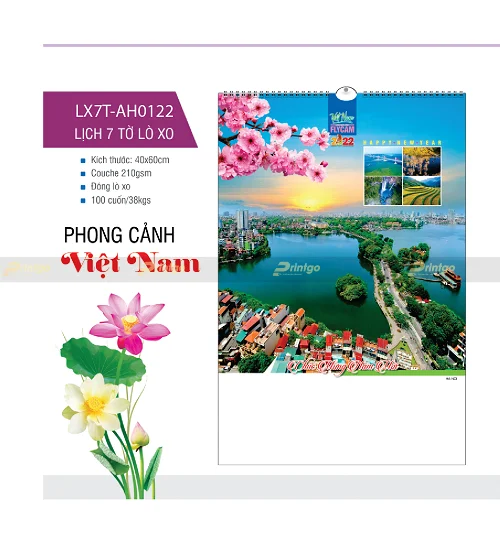 Lịch treo tường 7 tờ lò xò "Phong Cảnh Việt Nam"
