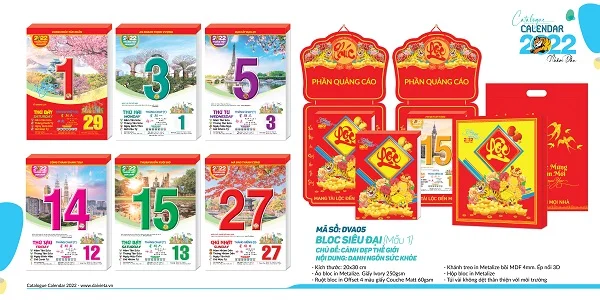 in lịch Bloc Đại Việt Á 