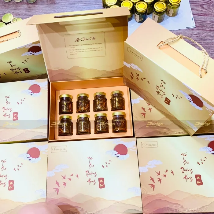 In hộp đựng 6 hũ yến chưng Cát Nhiên