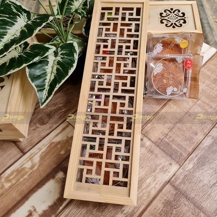 In hộp gỗ đựng bánh trung thu