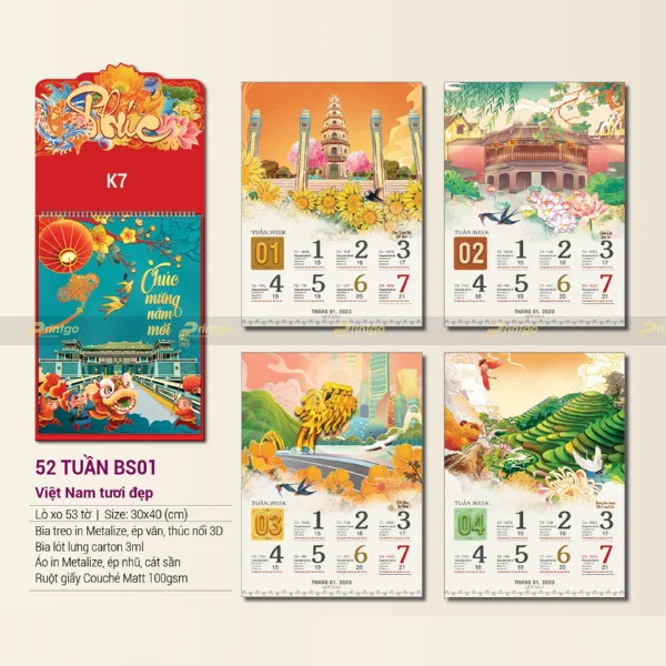 In lịch 52 tuần Việt Nam tươi đẹp 