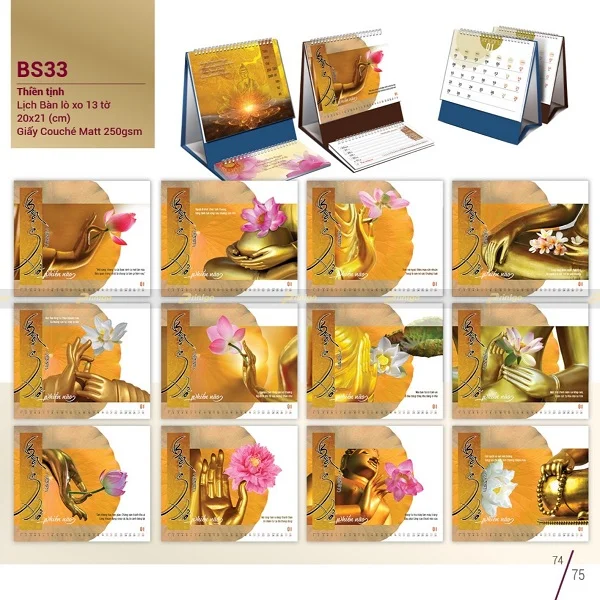 In lịch để bàn Thiền tịnh 