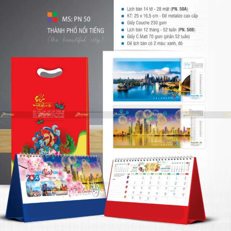 In lịch để bàn Thành phố nổi tiếng
