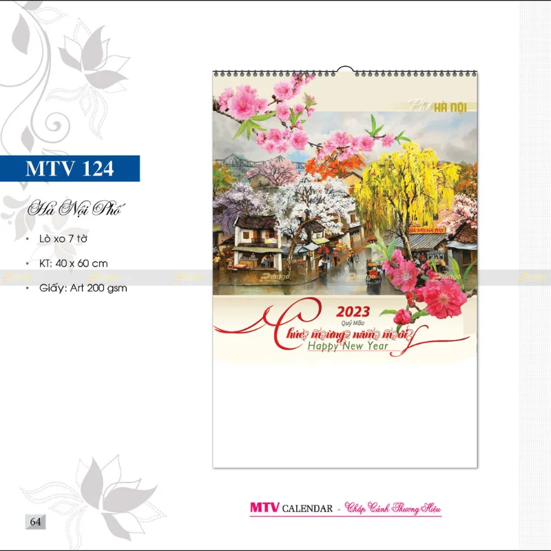 In lịch treo tường lò xo 7 tờ Hà Nội phố
