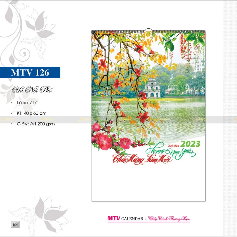 In lịch treo tường lò xo 7 tờ Hà Nội phố