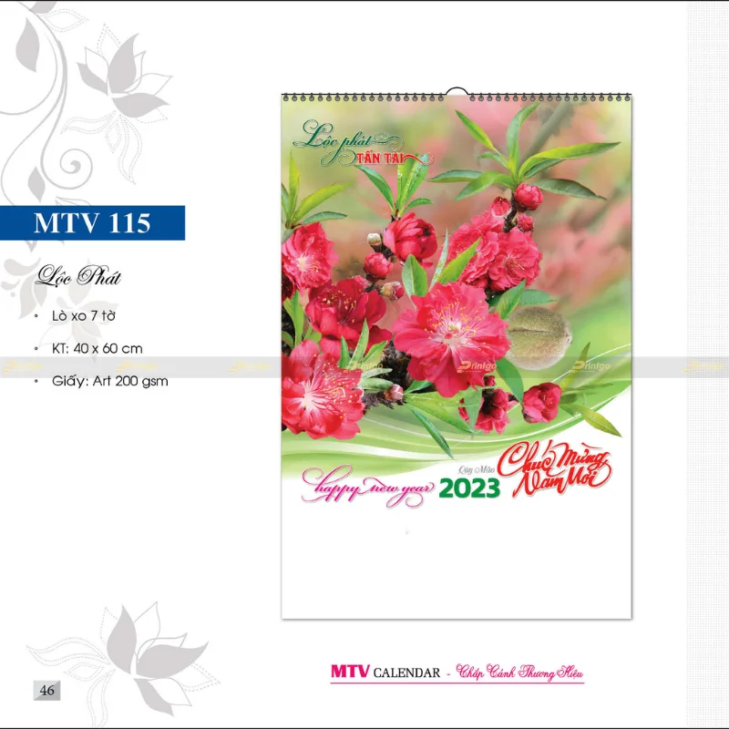 In lịch treo tường lò xo 7 tờ Lộc Phát