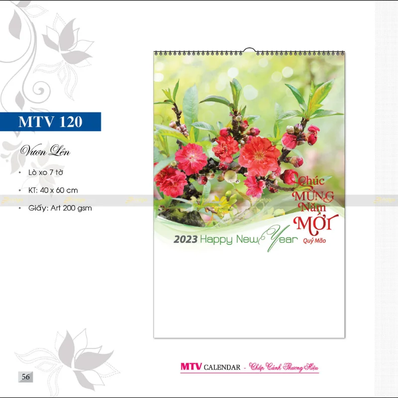 In lịch treo tường lò xo 7 tờ Vươn lên