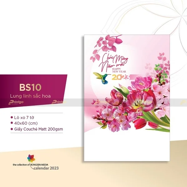 In lịch treo tường Lung linh sắc hoa 