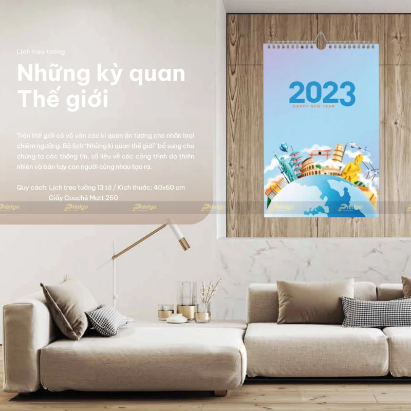 In lịch treo tường Những kỳ quan thế giới