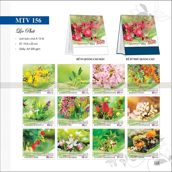 In lịch để bàn Lộc Phát LB-MTV23-156 In lịch để bàn Lộc Phát LB-MTV23-156