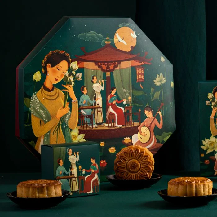 In hộp đựng bánh trung thu bát giác 