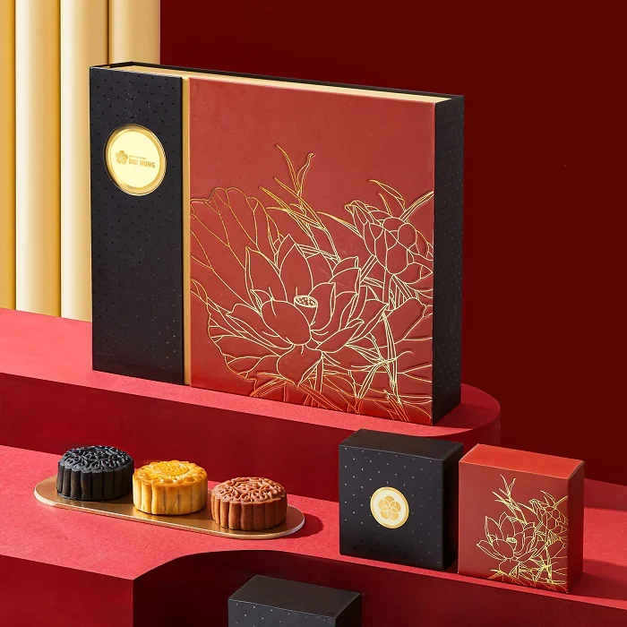 In hộp bánh trung thu cánh bướm nắp lệch