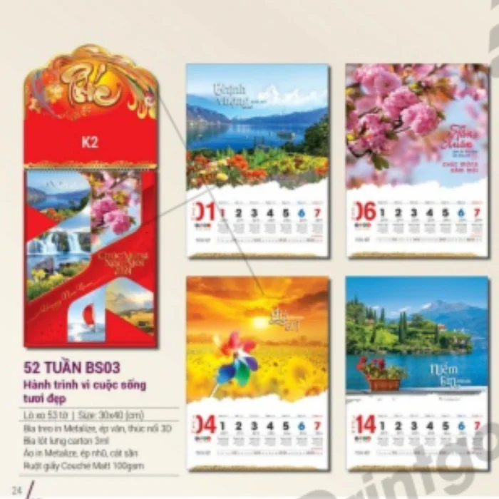 In lịch 52 tuần Bông Sen 