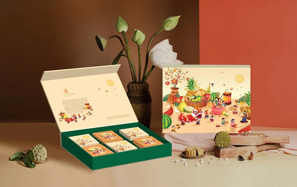 In hộp bánh trung thu 6 bánh nắp lật nam châm Thu Ca