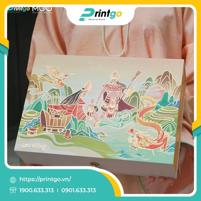In hộp cứng nắp lật nam châm đựng 6 bánh trung thu