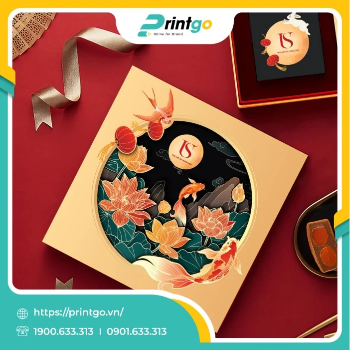 In hộp cứng trung thu 4 bánh âm dương 3D