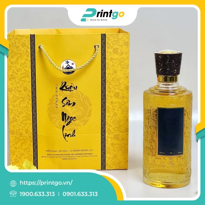 In hộp cứng đựng rượu Sâm Ngọc Linh TuMơRông