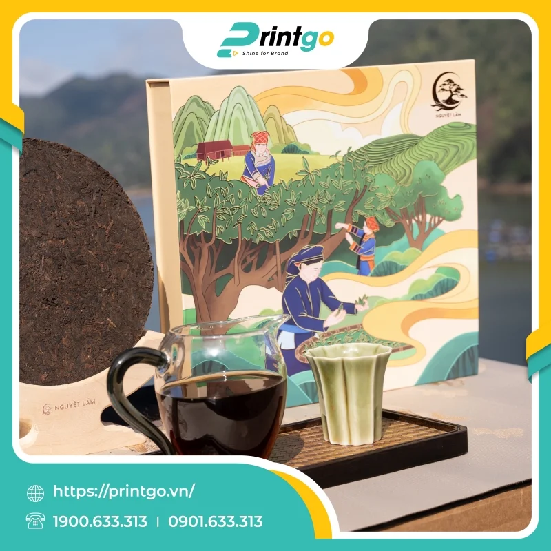 In hộp cứng nắp lật nam châm đựng trà phổ nhĩ