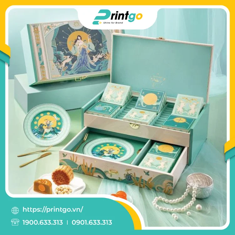 In hộp đựng bánh trung thu 2 tầng độc đáo 