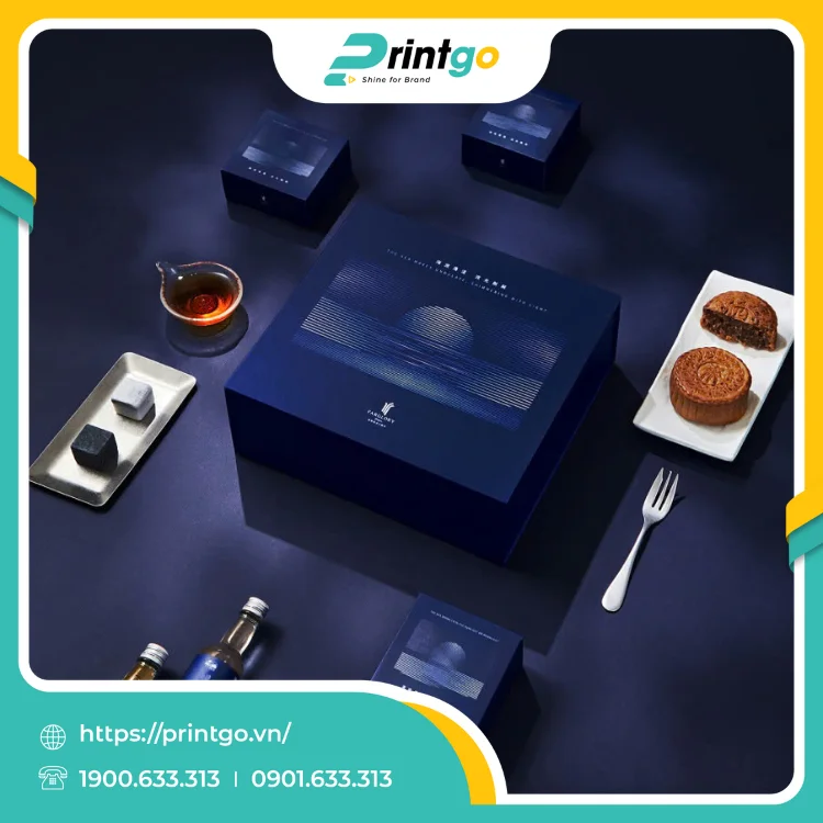 In hộp cứng nắp lật nam châm đựng bánh trung thu