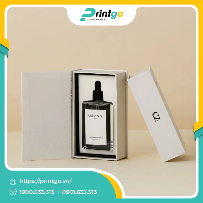 In hộp nước hoa nắp lật nam châm cạnh