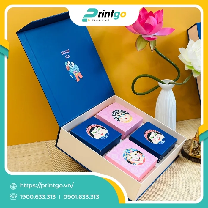 Hộp đựng bánh trung thu nam châm cạnh Hoan Ca