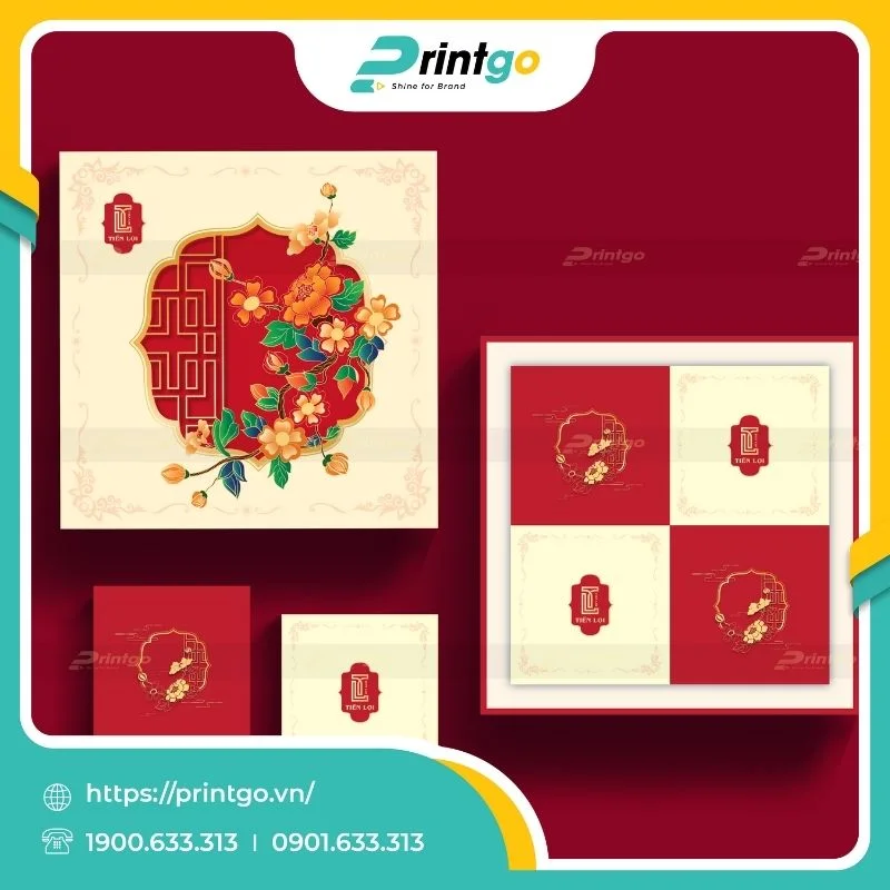 In hộp âm dương đựng 4 bánh trung thu Tiến Lợi