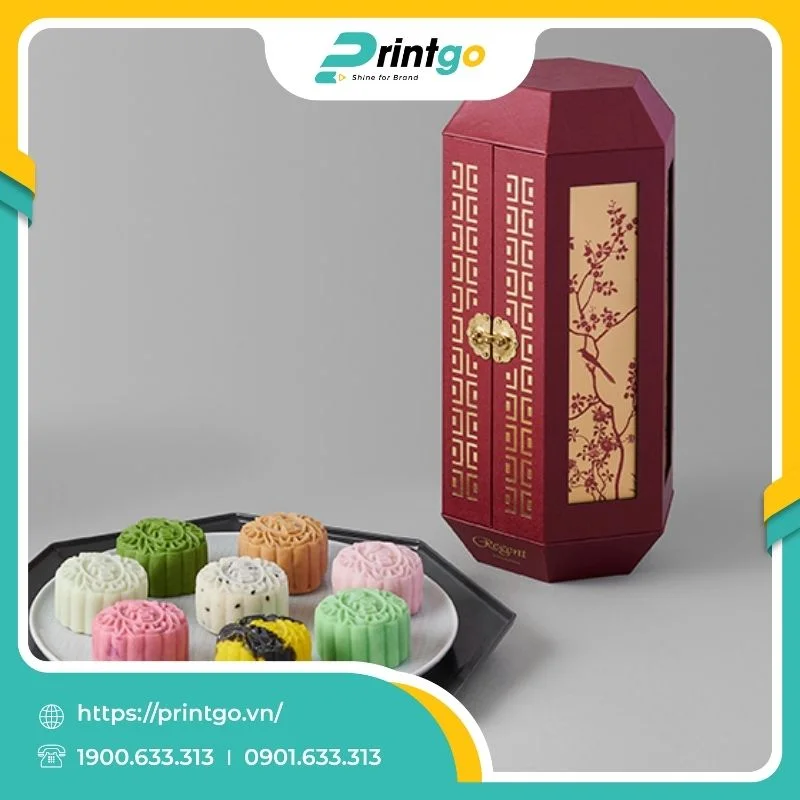 In hộp cánh bướm 4 ngăn đựng bánh trung thu 