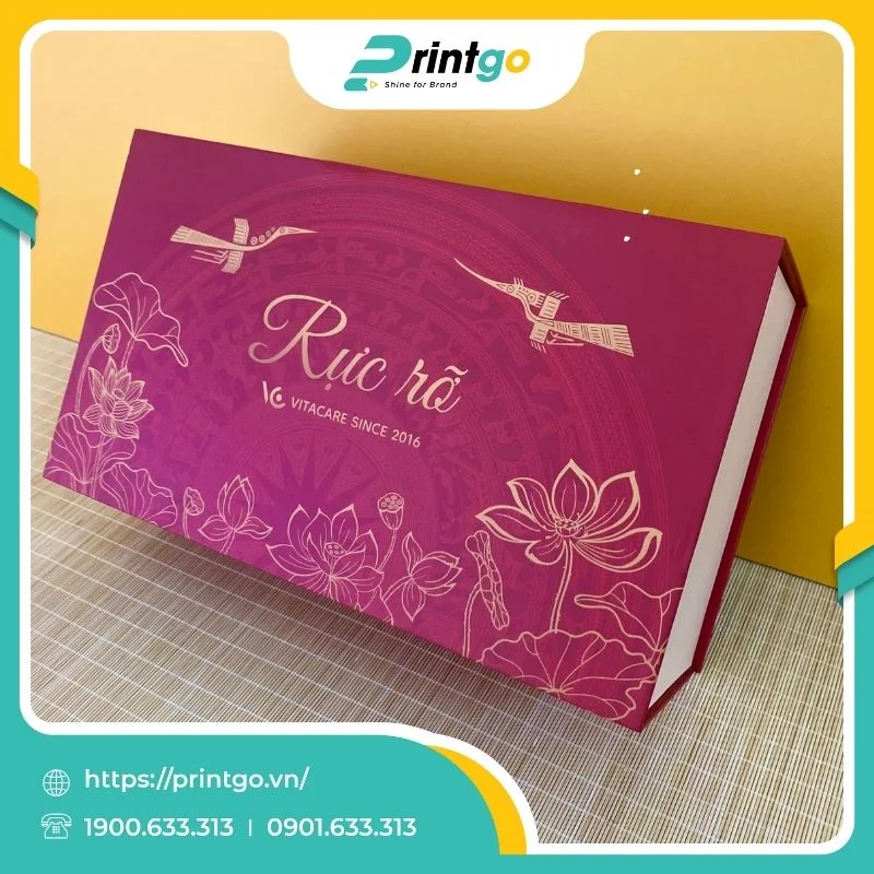 In hộp nam châm cạnh đựng quà tặng Vitacare 