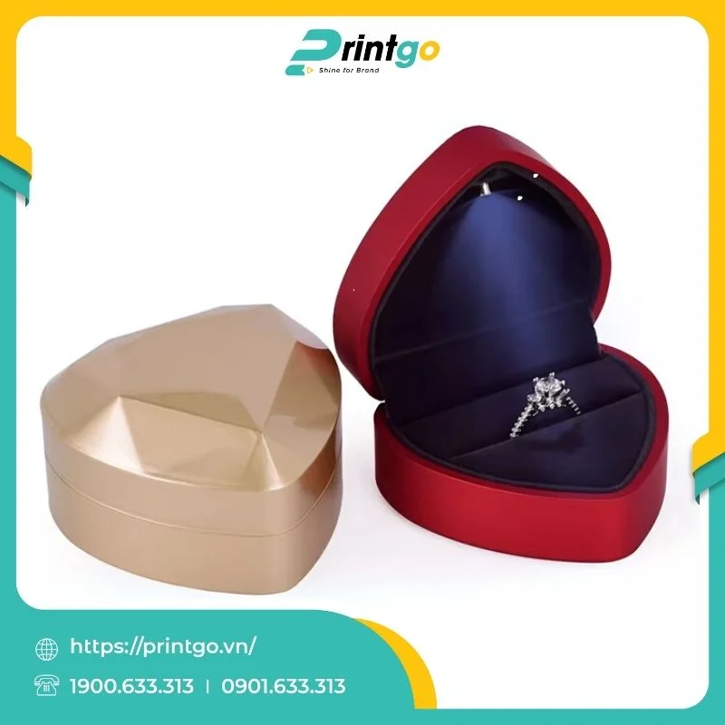 In hộp nắp bật hình trái tim đựng trang sức 