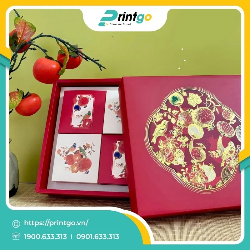 In hộp mềm âm dương đựng 4 bánh trung thu Hoa Thiên Điểu 