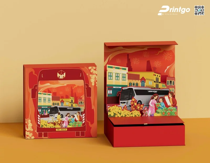In hộp nắp lật Popup 3D đựng quà tết Mạnh Hà Bus quy cách đặc biệt In hộp nắp lật Popup 3D đựng quà tết Mạnh Hà Bus quy cách đặc biệt