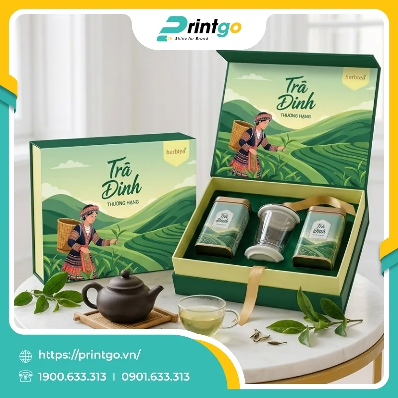 In bao bì đựng sản phẩm địa phương Trà Đinh Thái Nguyên