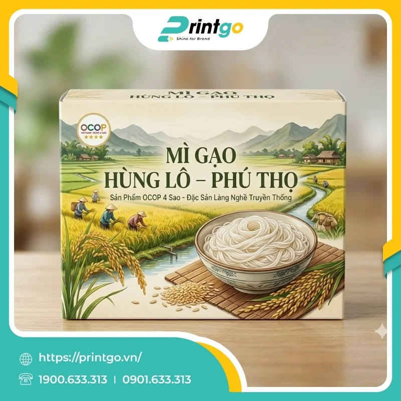 In bao bì nông sản mì gạo Hùng Lô Phú Thọ