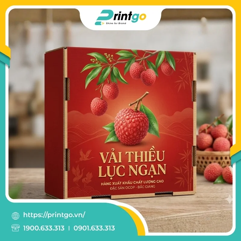 In hộp carton sóng đựng vải thiều Lục Ngạn xuất khẩu 