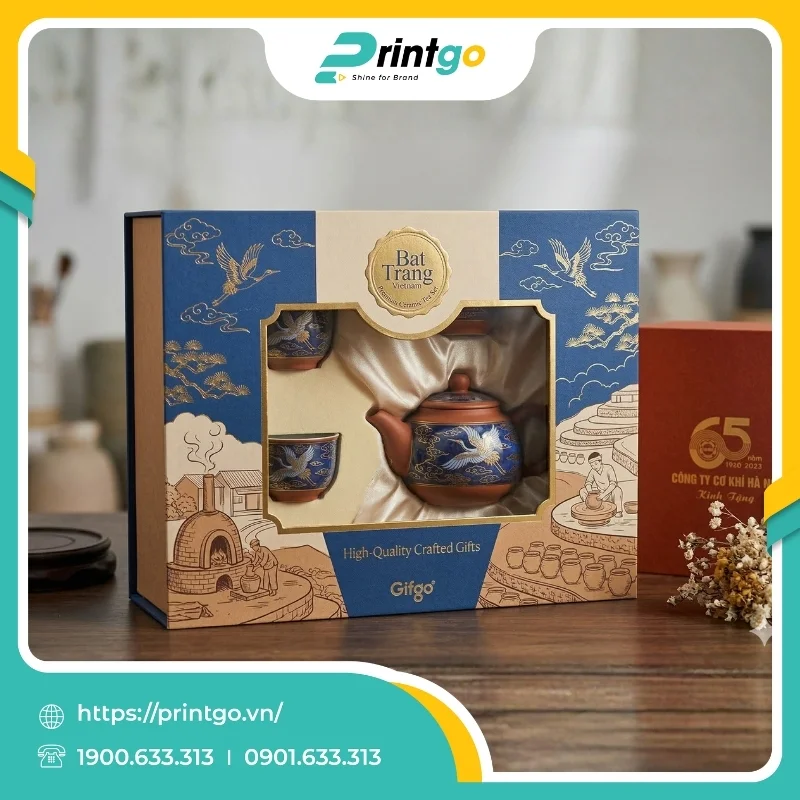 In hộp giấy cao cấp đựng sản phẩm địa phương Gốm sứ Bát Tràng 