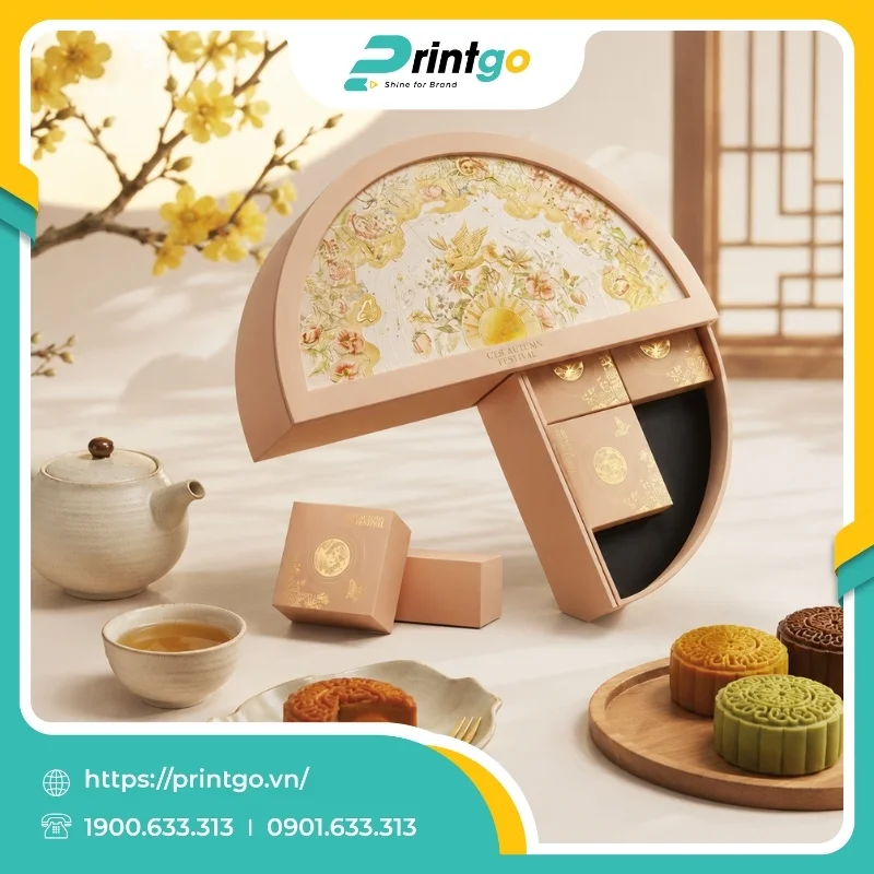 In hộp carton bán nguyệt đựng bánh trung thu
