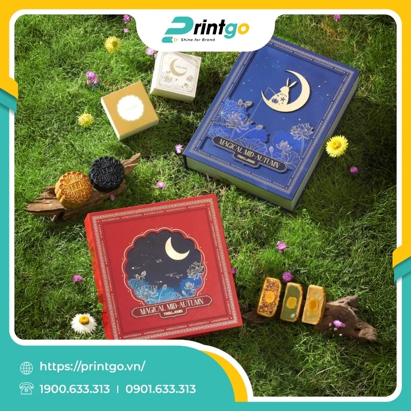 In hộp nắp lật nam châm đựng 4 bánh trung thu 