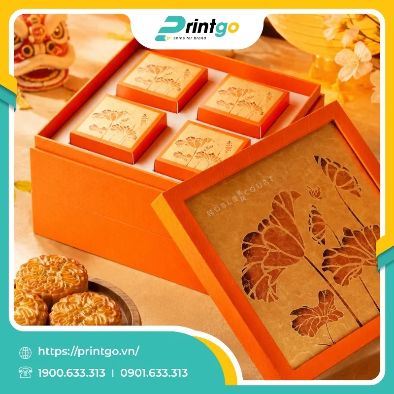 In hộp trung thu hai tầng âm dương đựng 8 bánh 