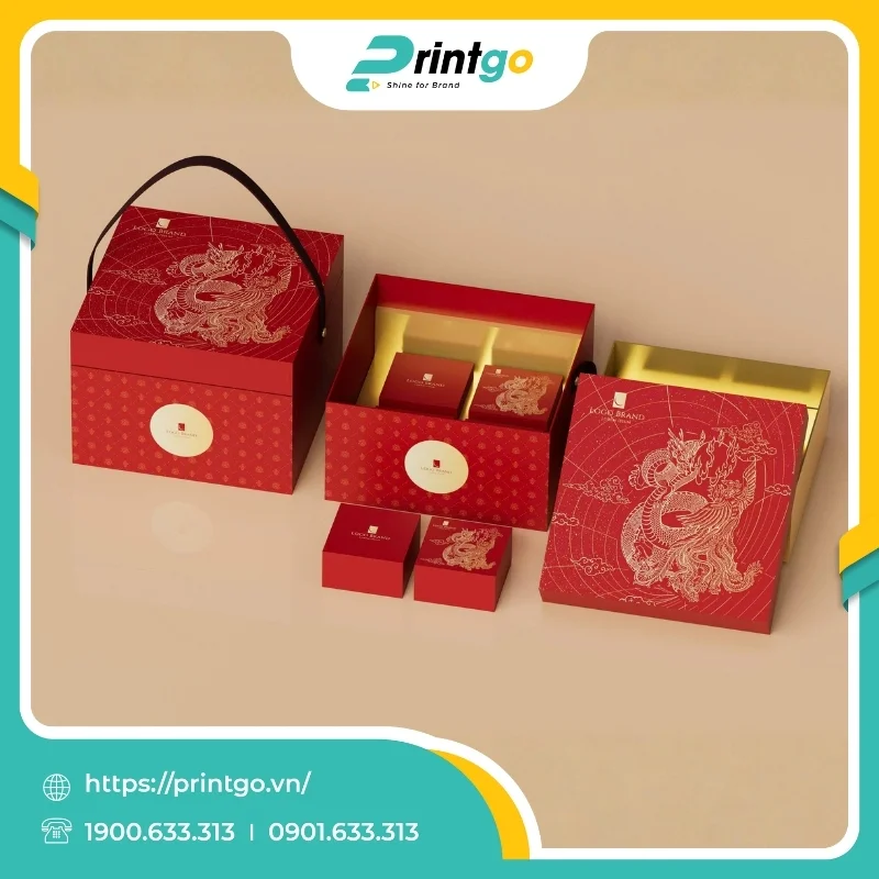 In hộp bánh trung thu 2 tầng âm dương Long Phụng 