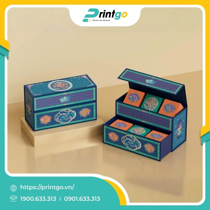 In hộp carton 2 tầng đựng bánh trung thu Phượng Tường 