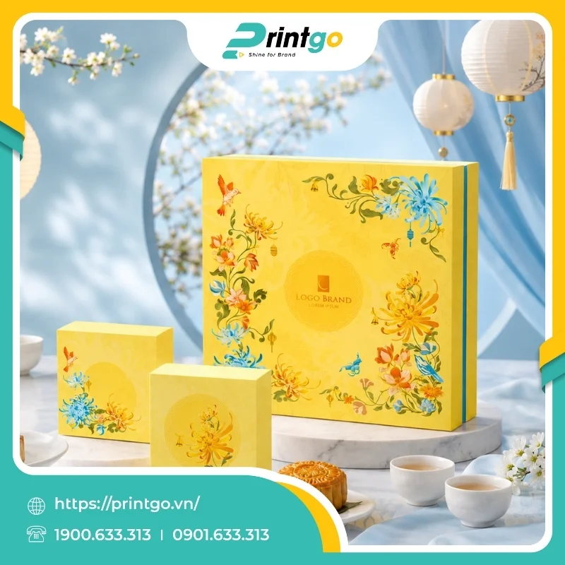 In hộp cứng âm dương đựng 4 bánh trung thu Thu Sắc 