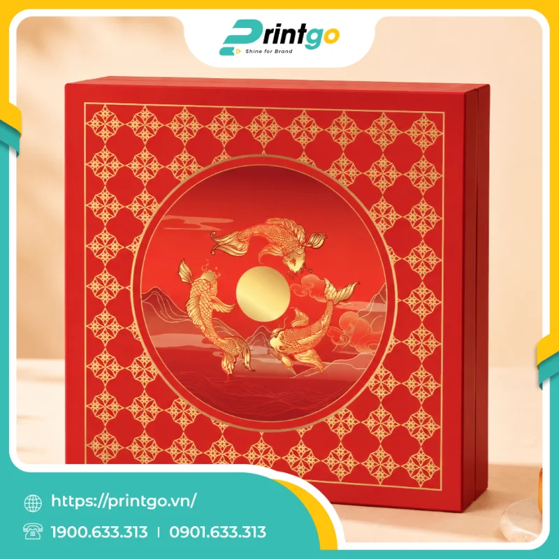In hộp âm dương có thành đựng 4 bánh Trung thu