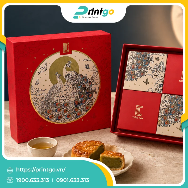 In hộp âm dương nắp lửng đựng bánh trung thu Tiến Lợi