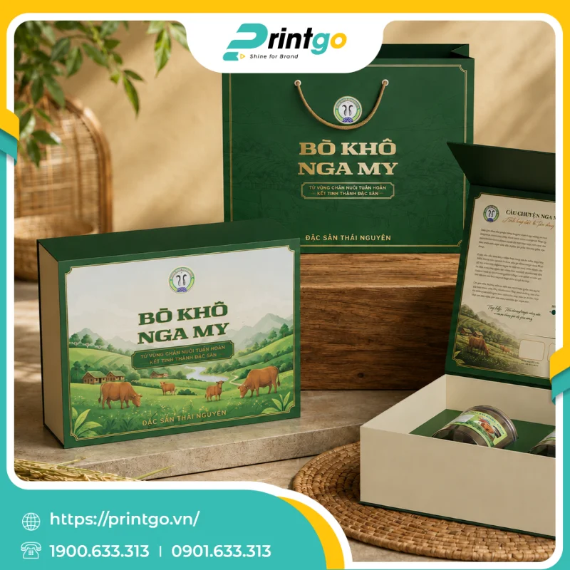 In hộp nam châm nắp lật đựng sản phẩm nông sản