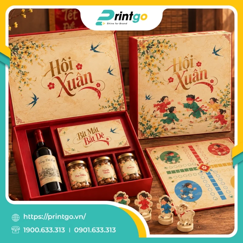 In hộp đựng quà tết kèm boardgame Hội Xuân