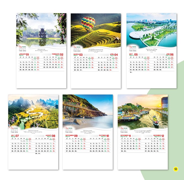 In lịch nẹp thiếc 7 tờ uy tín, giá rẻ tại Hà Nội và TP.HCM 