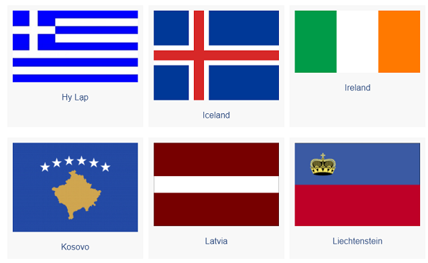 Danh sách cờ những nước Châu Âu theo đòi trật tự chữ cái